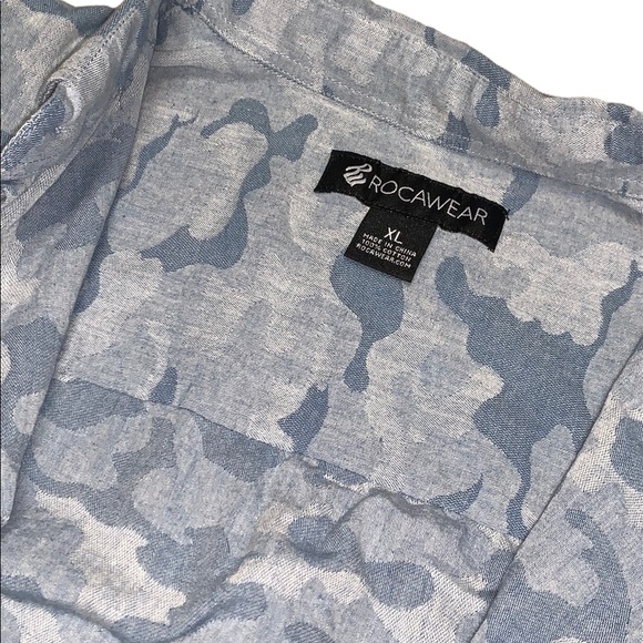 Rocawear- Button Up Shirt Blue Camo - Picture 2 of 2
